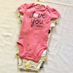 CARTER'S Newborn Size Baby Girl 3-Piece Onesie Set